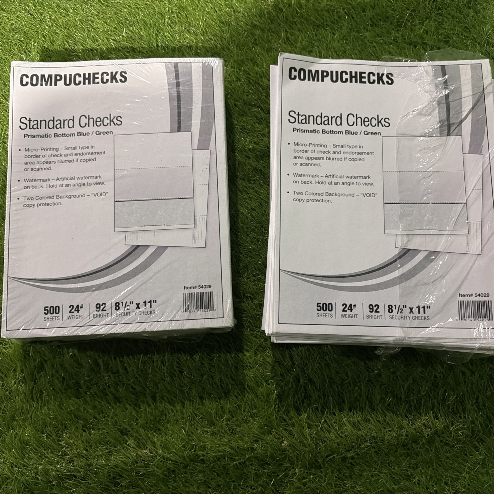 1000 Blank Check Stock Paper Compuchecks Prismatic Middle Blue / Green 54029