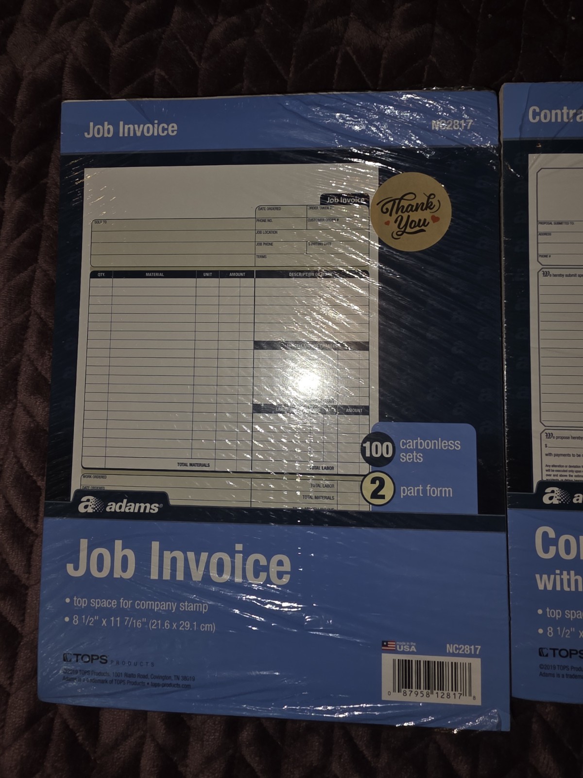 Adams Contractor Forms Lot Job Invoice 100 Sets & Contractors Proposal 50 Sets