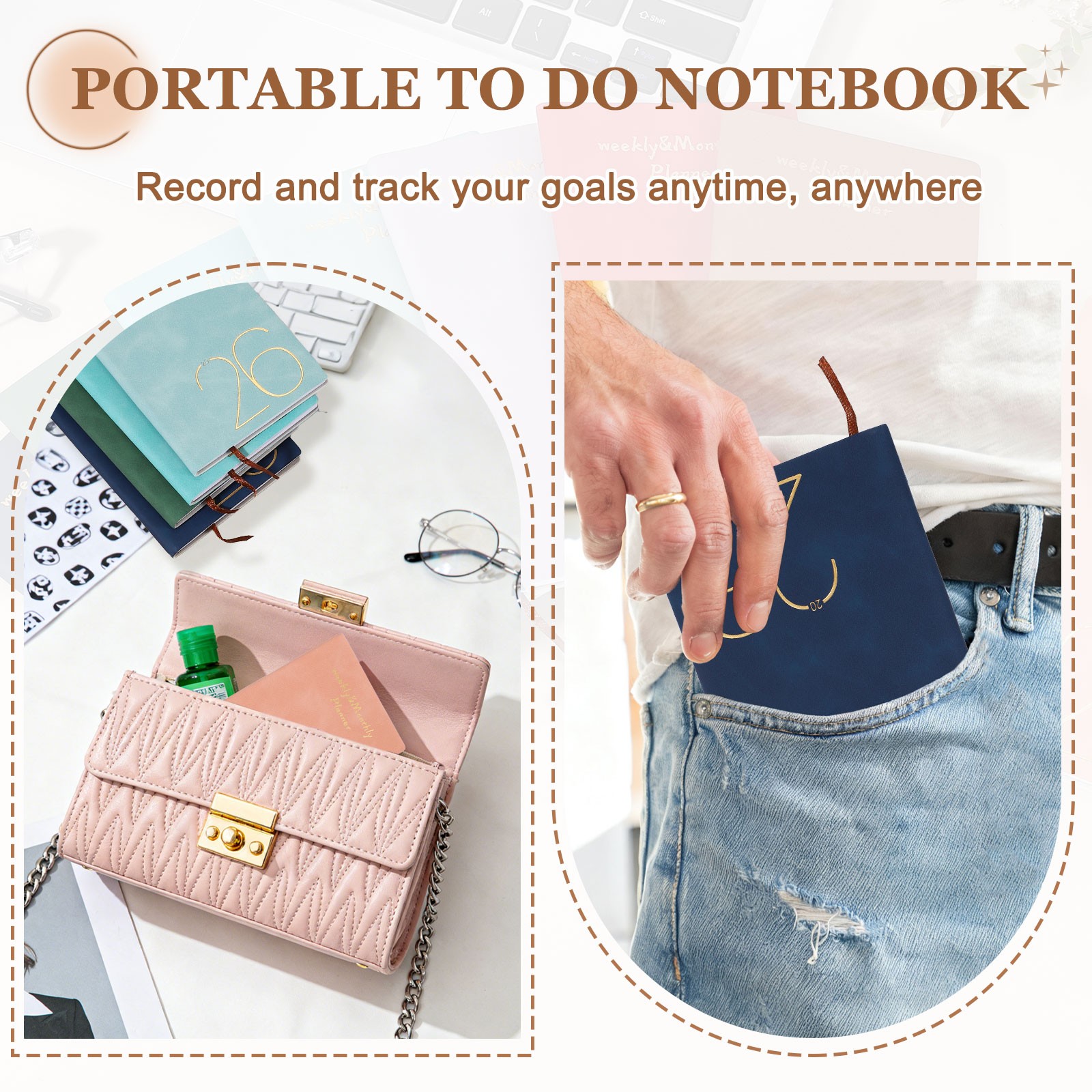 2026 Planner Notebook, A6 6.9 x 3.7″ to Do List Notebook, Dark Blue