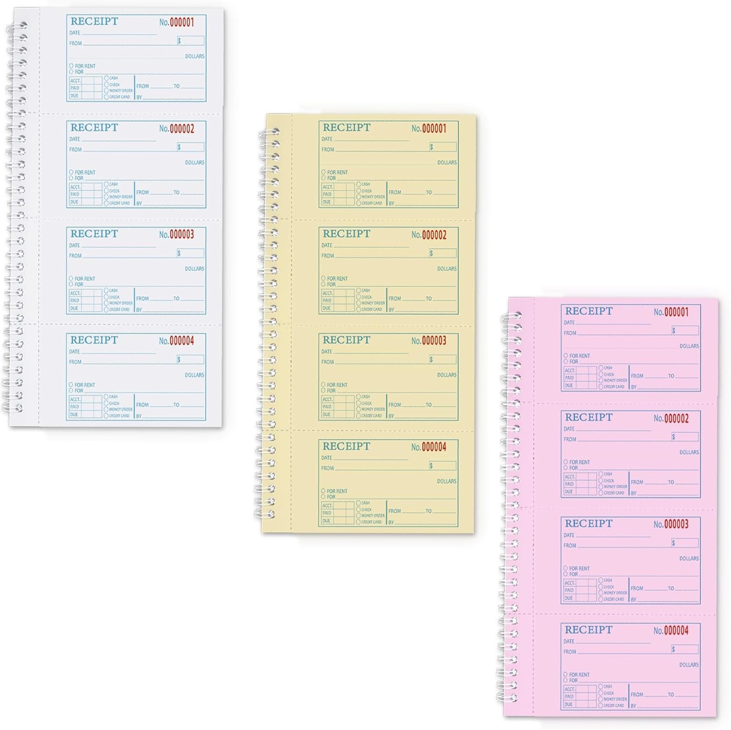 Receipt Books with Carbon Copies,Money and Rent Receipt Book,3-Part Carbonles…