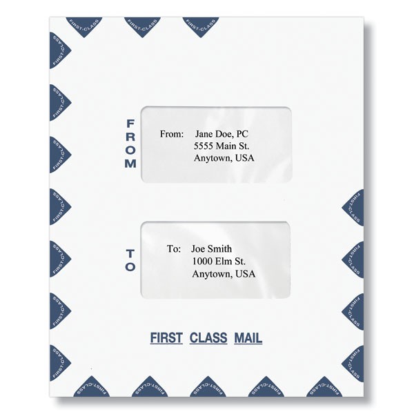 9-1/2″ x 11-1/2″ Portrait-Style Double-Window Envelope, Pack of 50