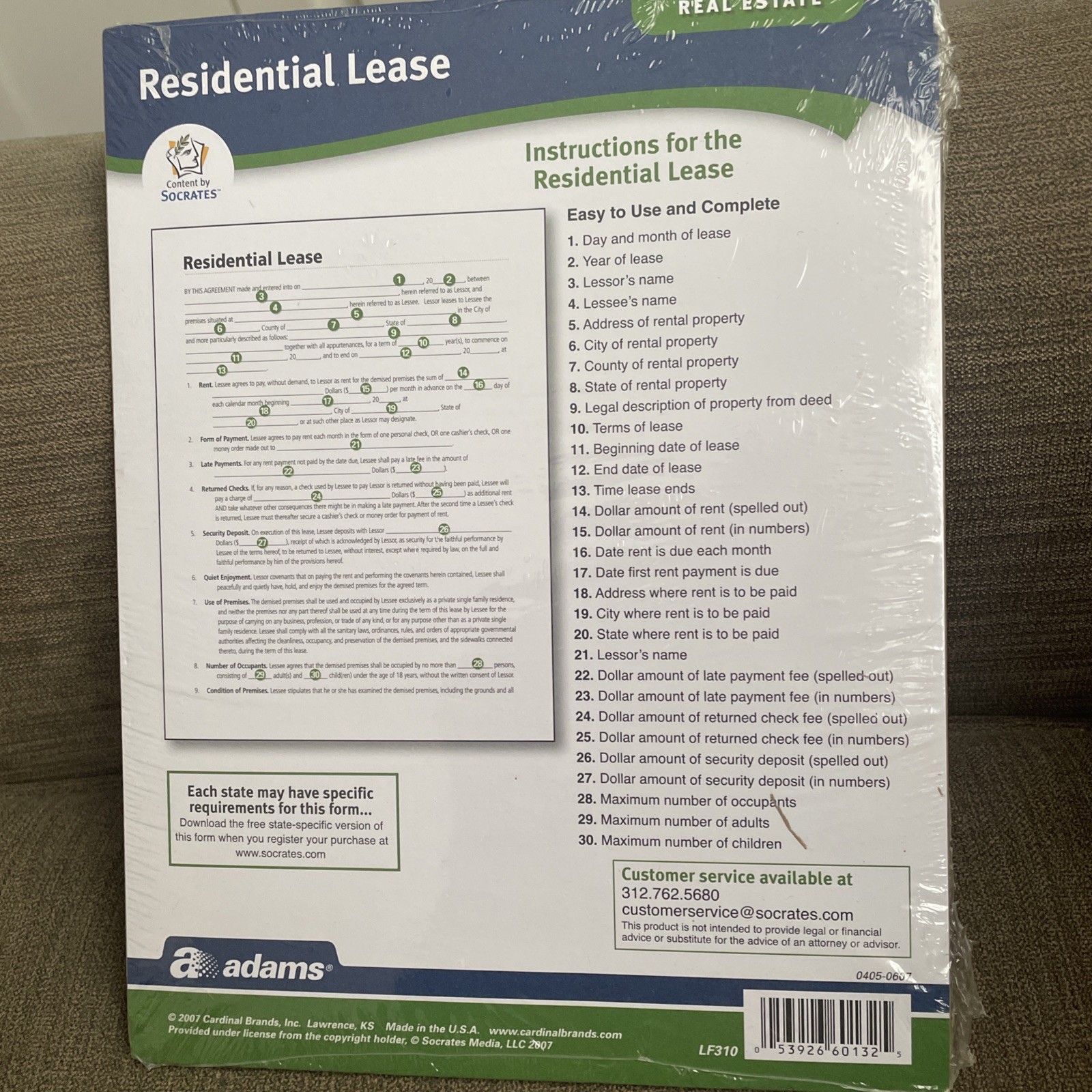 Adams Residential Lease Forms Complete Kit Printable and Fillable Templates