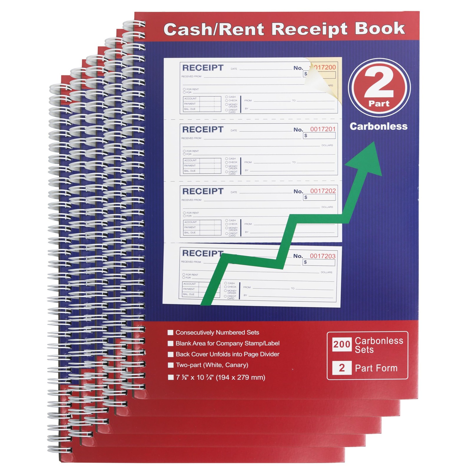Professional Money and Rent Receipt Book Two Part Carbonless Copy Spiral…
