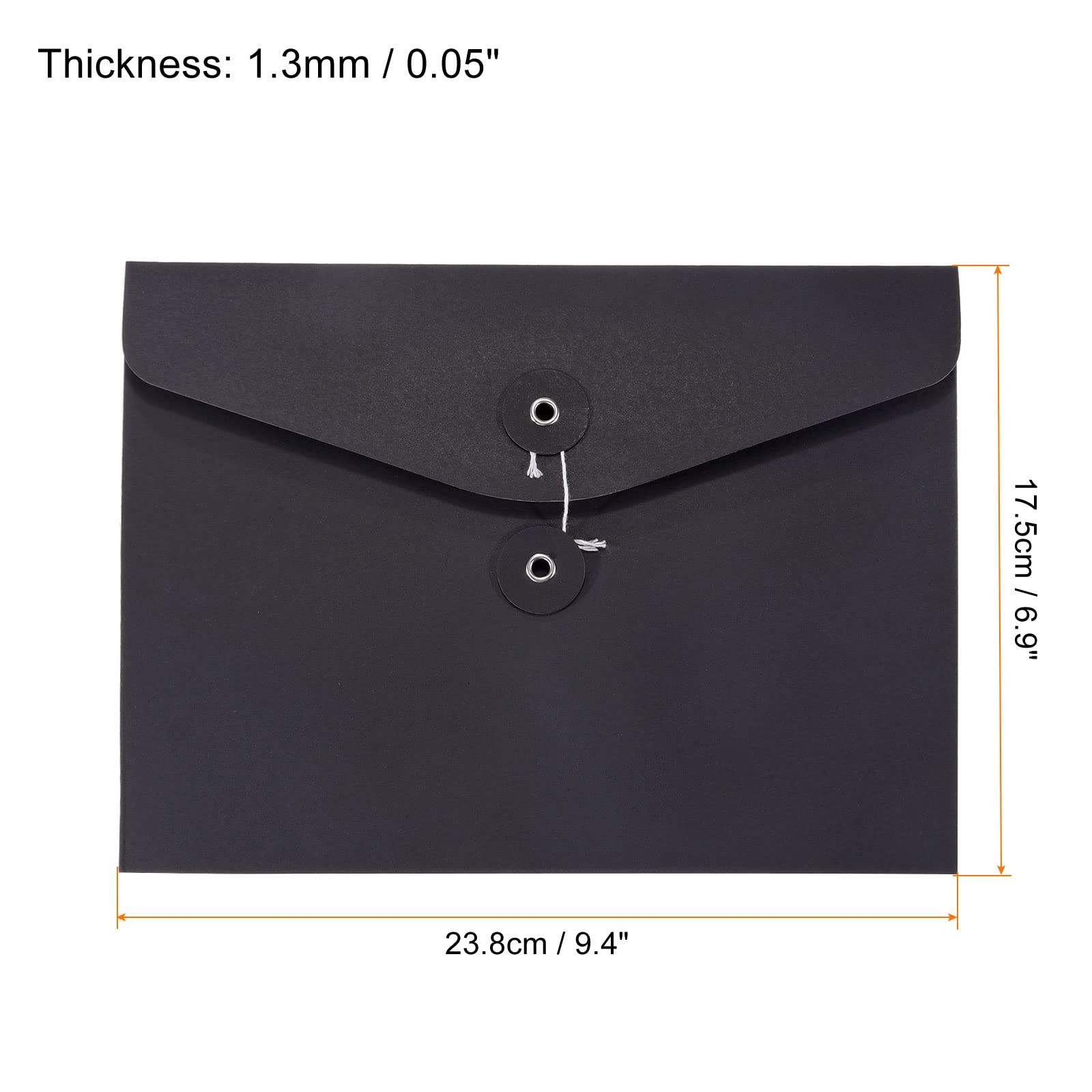 PATIKIL String Envelope File Folders 10 Pack A5 Size Document Medium, Black