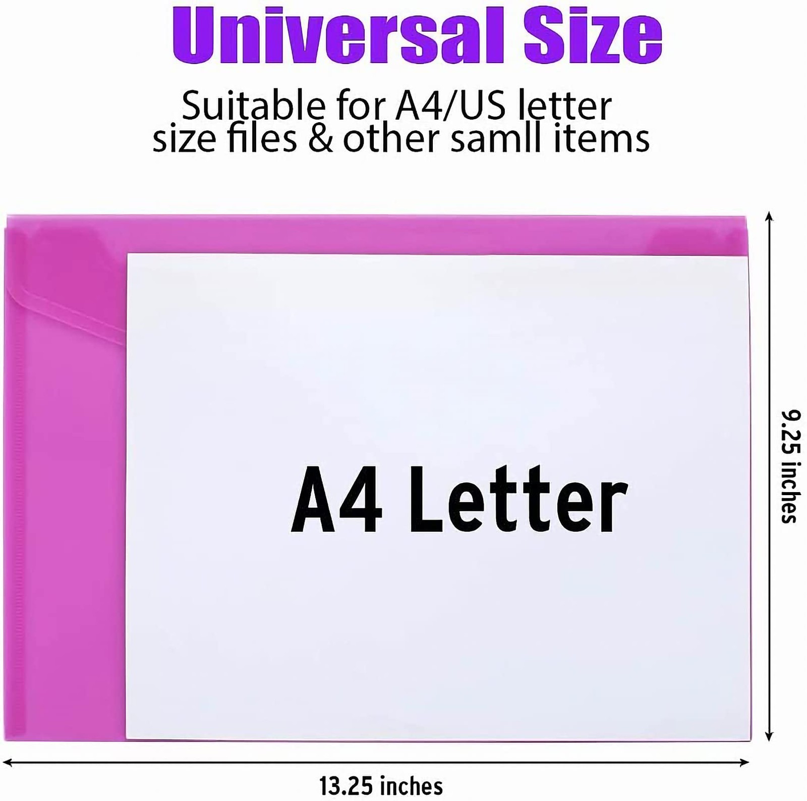 Sooez 12 Pack Plastic Envelopes File letter/a4/legal Sise, Assorted Colored