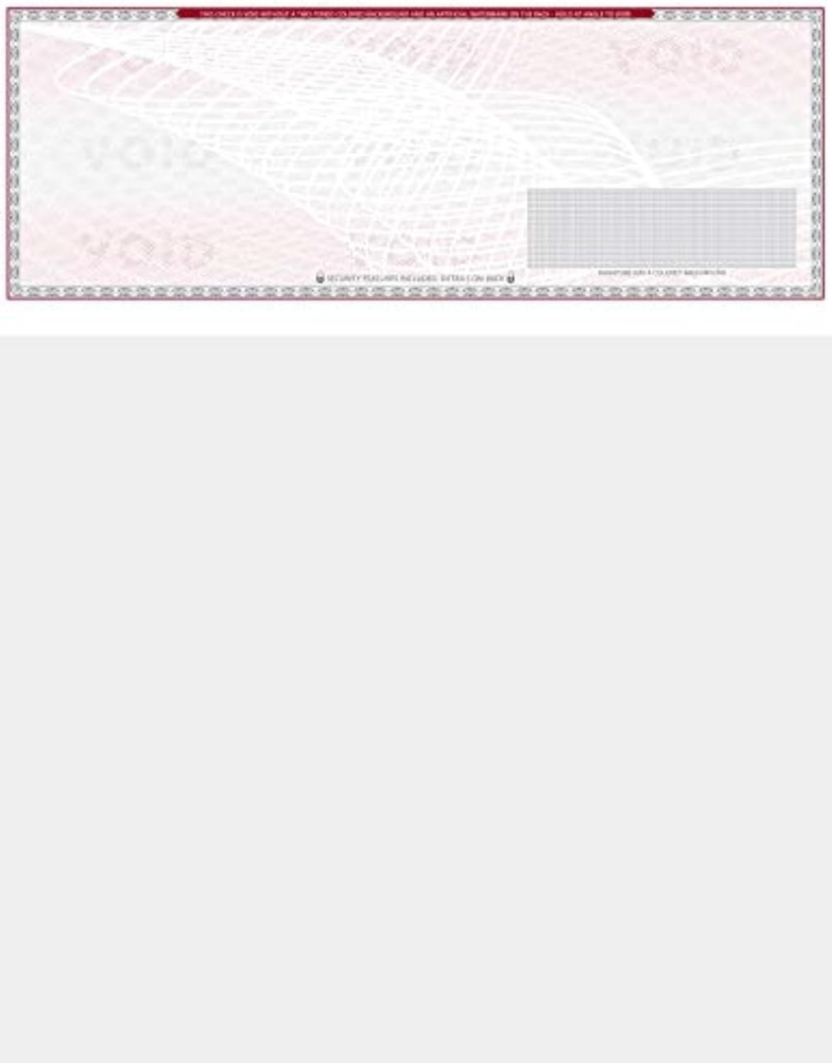 2000 Blank Check Stock – Check on Top Art Deco- Paper Weight # 70″High Security”