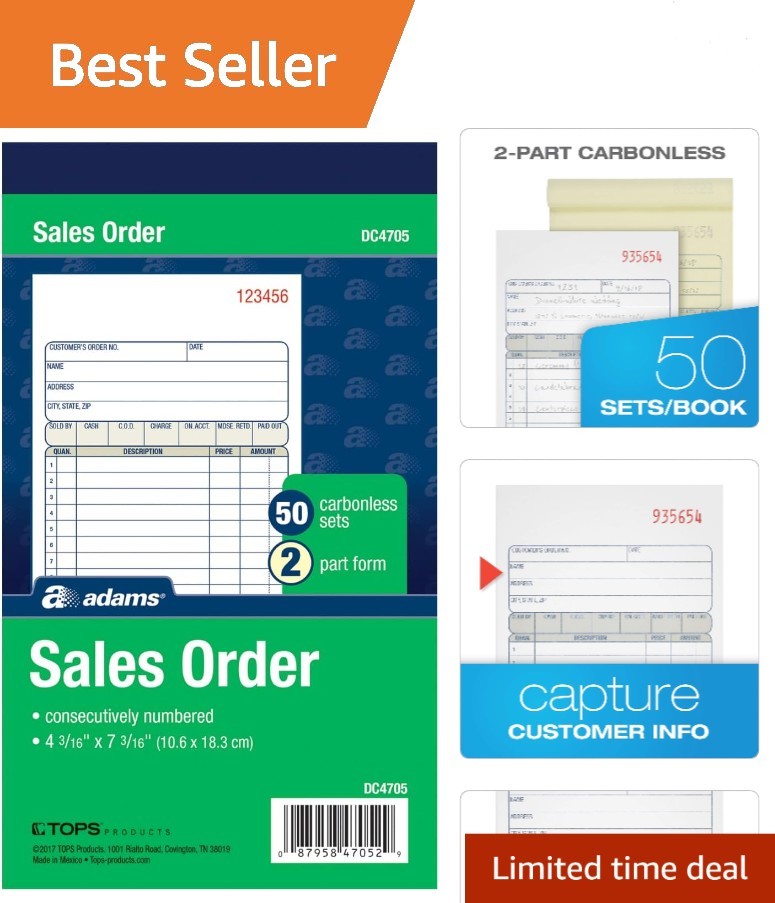 Professional Carbonless Sales Order Book – 2-Part, 50 Sets, White/Canary