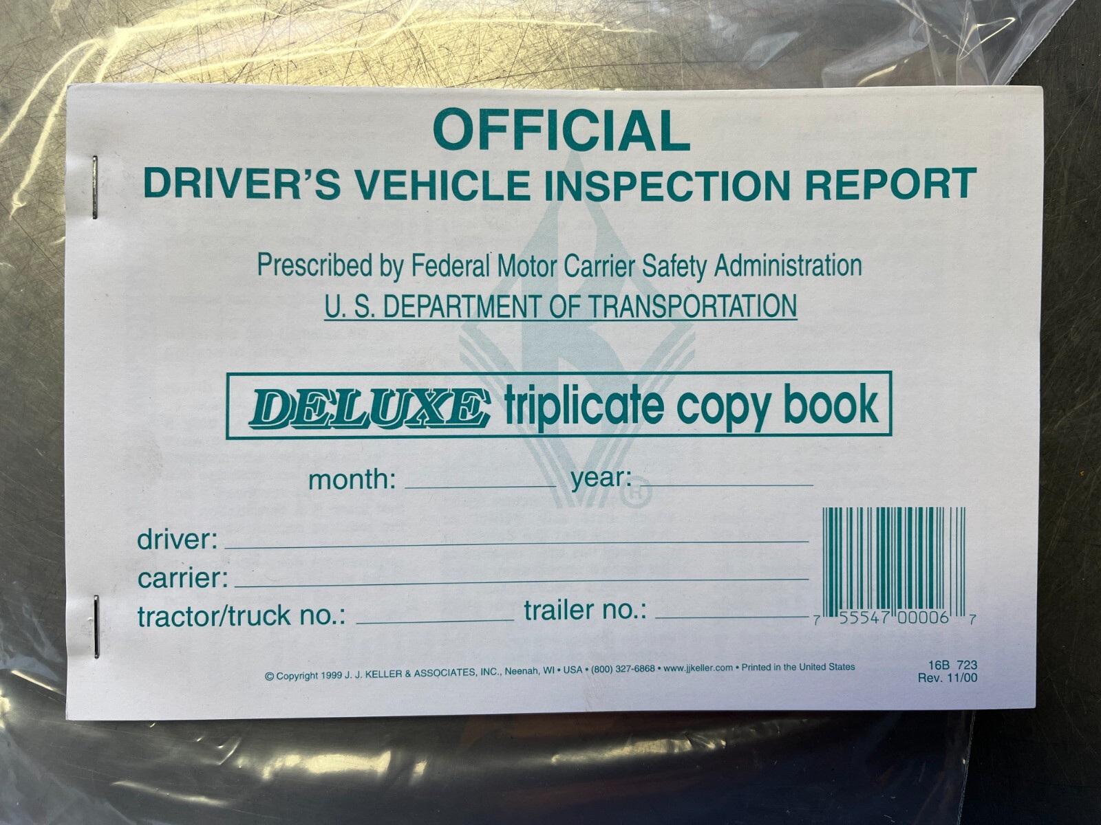 KELLER 16B 723 Driver’s Vehicle Inspection Report Triplicate Copy 8.5″ x 5.5″