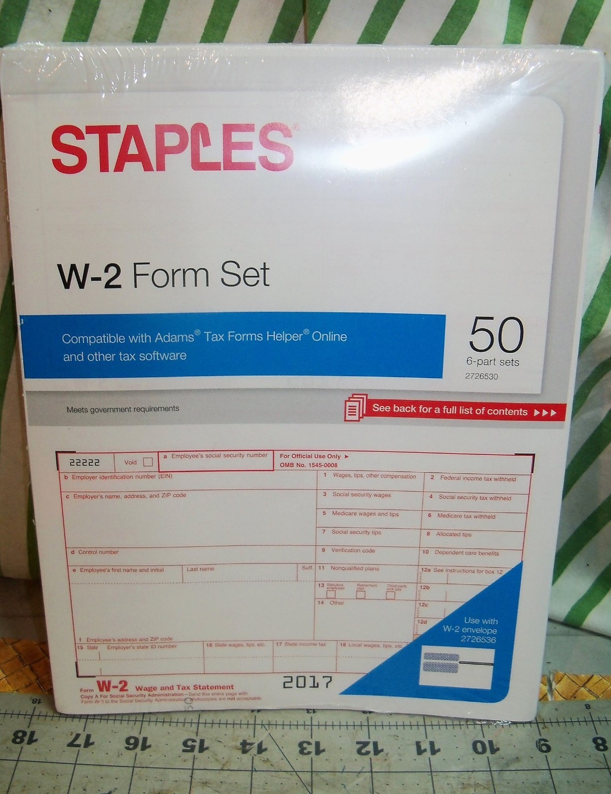 50 Count Pack of Staples 2017 IRS Tax W-2 6-Part Form Sets Brand New PC / Mac W2