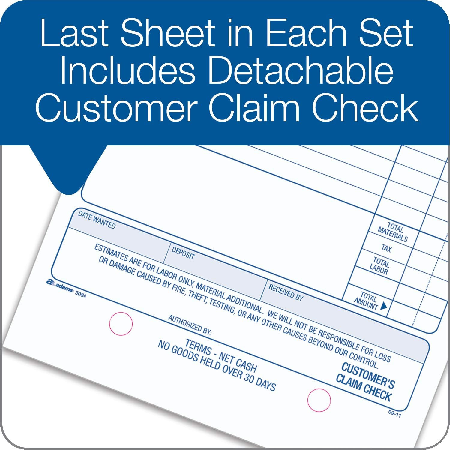 Repair Order Book, 3-Part Carbonless, White/White/White, 5-9/16 X 8