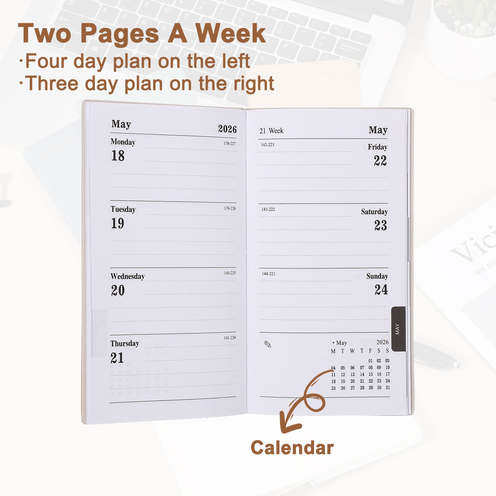 Daily Planner Notebook, 6.8 x 3.8″ 2026 to Do List Notebook, Star Pink