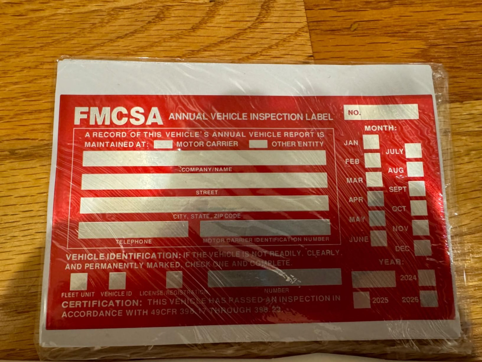 10 Pack Annual Vehicle Inspection Report Form, 10 Pack FMCSA Inspection Labels
