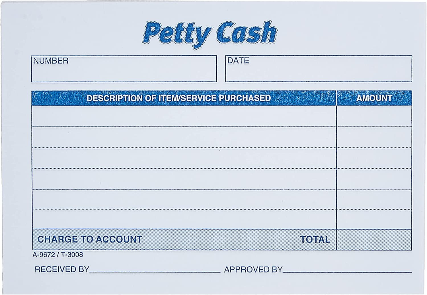 Petty Cash Receipt Pad, 5 X 3-1/2 Inches, 50 Sheets per Pad, Pack of 12 P