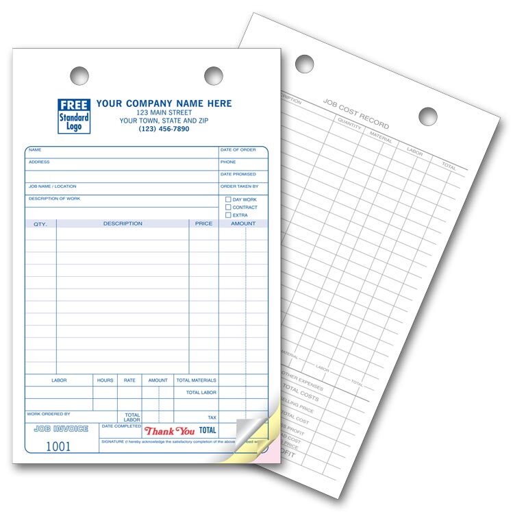 621 Work Order Register Forms Large Classic 5 1/2 x 8 1/2″ QTY 250
