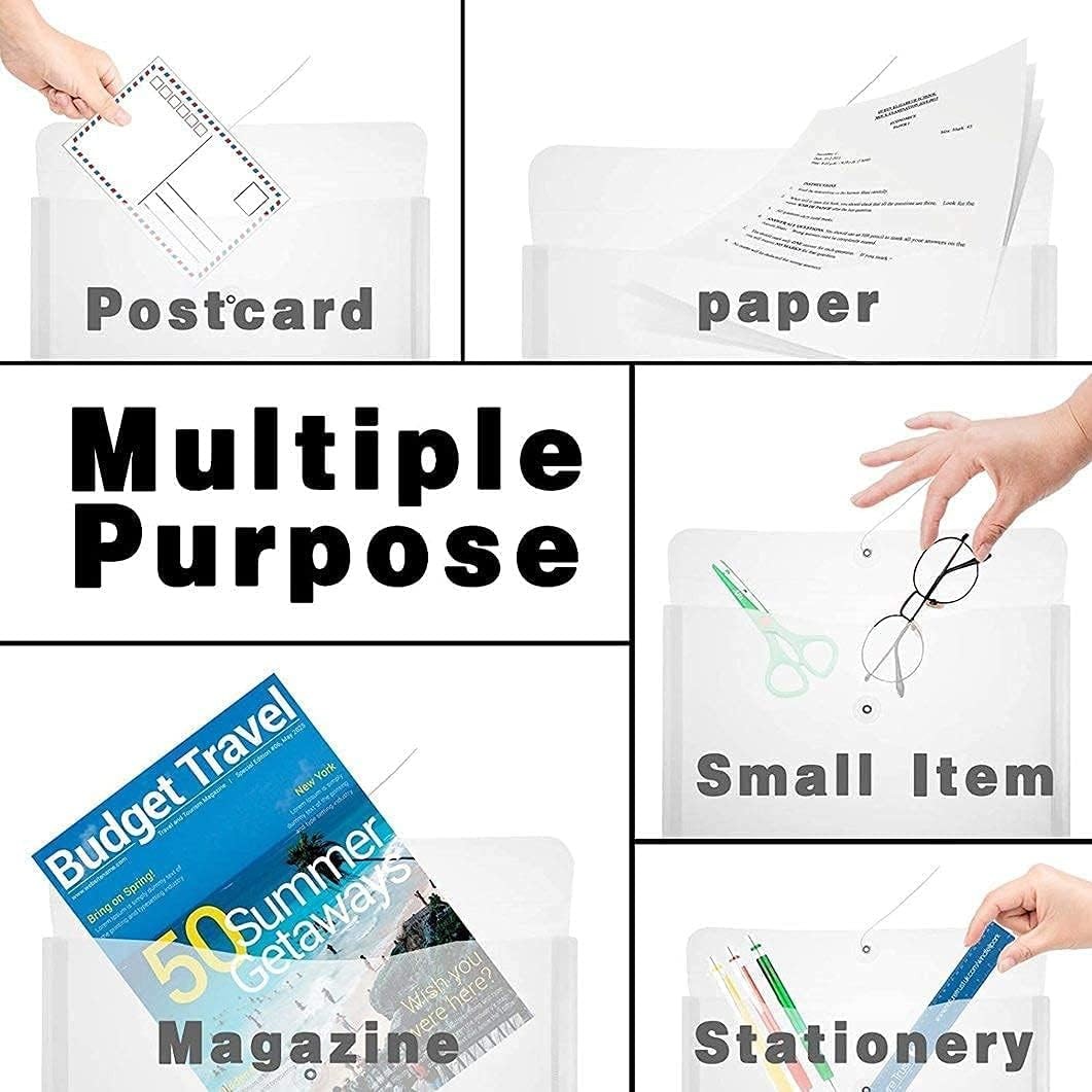18 Packs Legal Size Plastic Filing Envelopes Clear File Folders with 18pcs