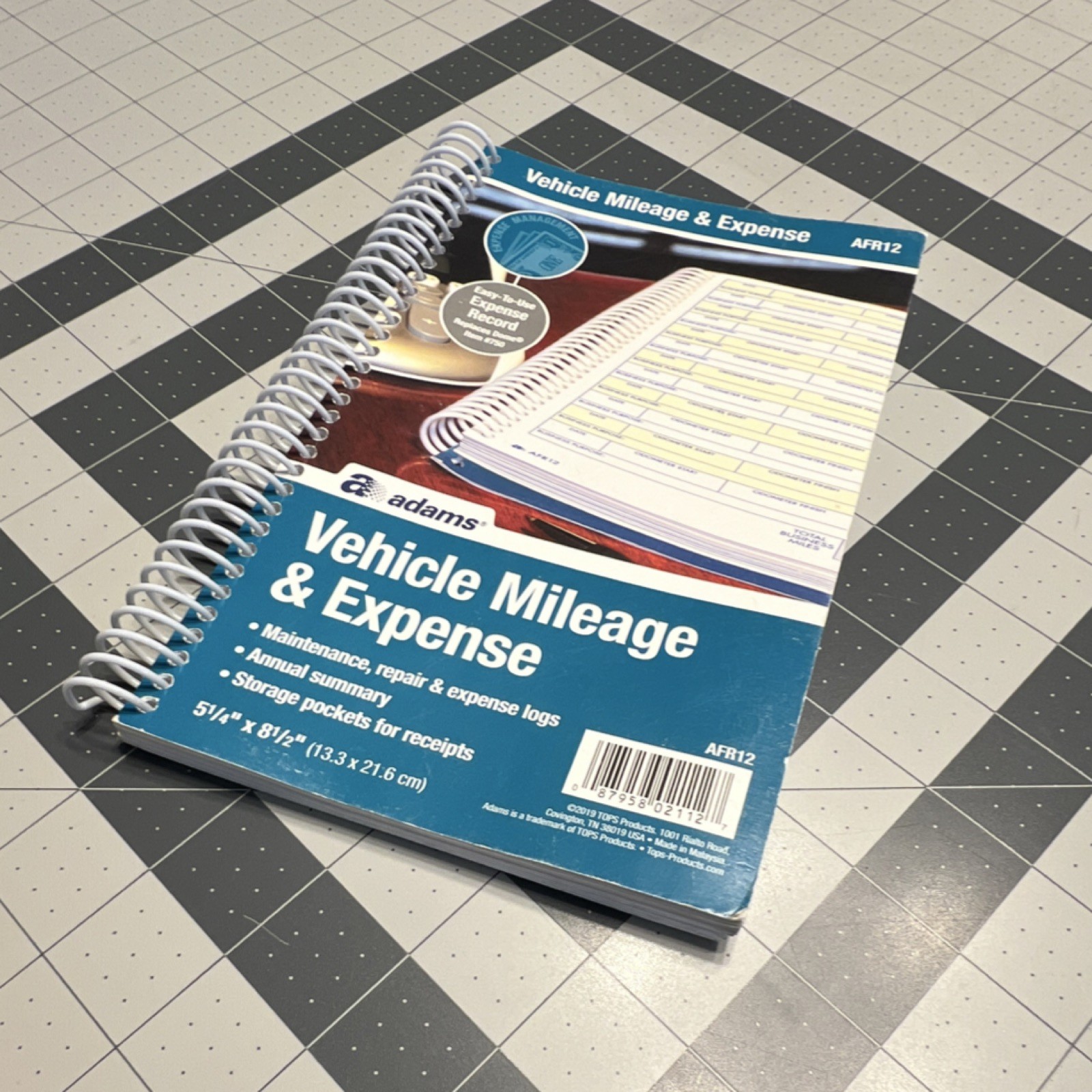 Adams AFR12 Vehicle Mileage & Expense Record Book Spiral Bound 5 1/4″ x 8 1/2″