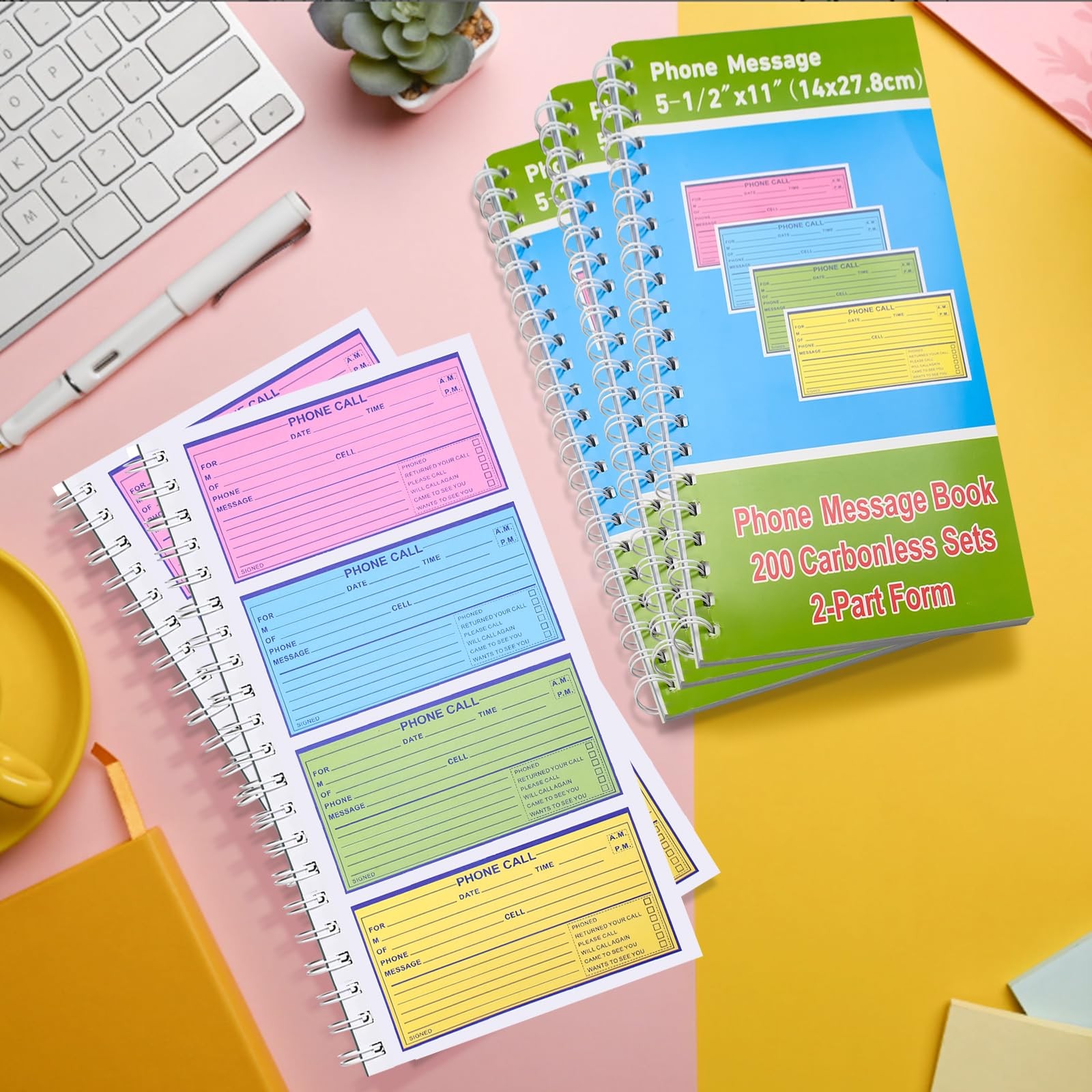 12 Pcs Spiral Bound Message Book for Business Office, 5 1/2″ x 11″2 PartTelep…