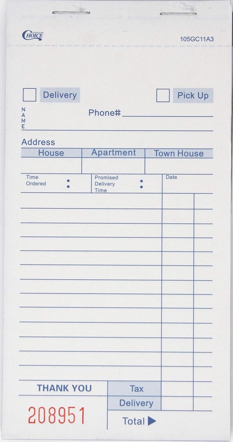 Delivery Order Form Paper Carbonless 3 Part Book 50 Sheets 10 Pack 500 Sheets