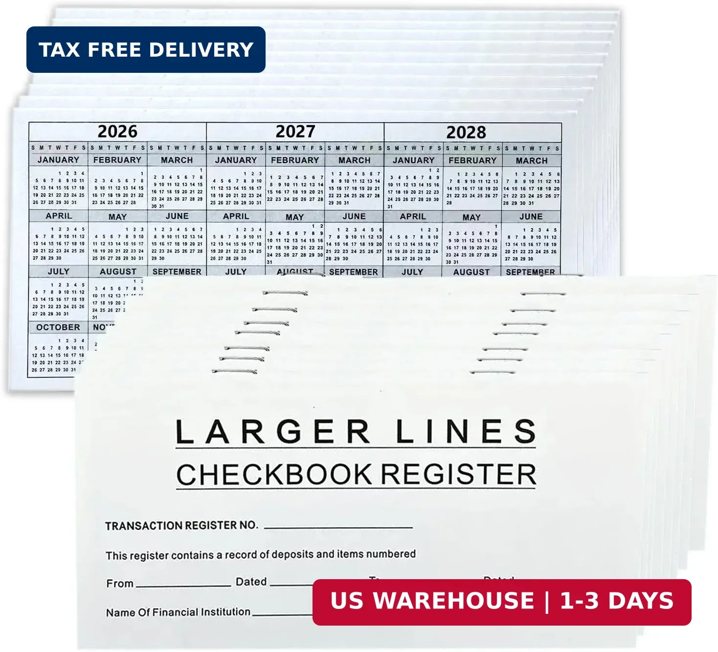 12 Pack Checkbook Register, Check Registers for Personal Checkbook, 6″ × 3″, Bla