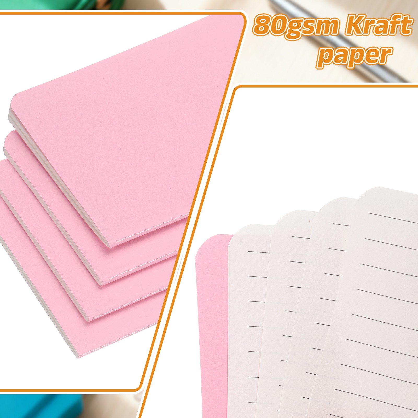6 Pack A6 Notebook, A6 Journal Mini Notebook Pocket Kraft,Pink