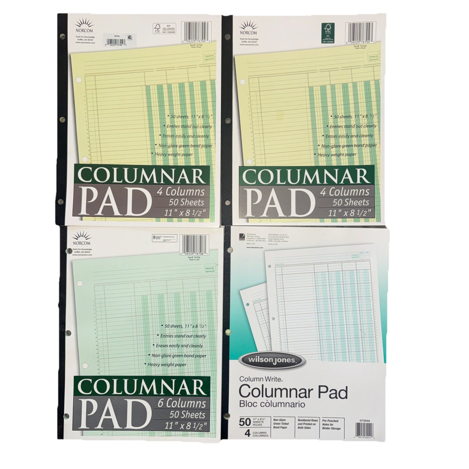 200 Sheets Columnar Analysis Pad 4 & 6 Column Accounting Paper 8.5X11 Ledger