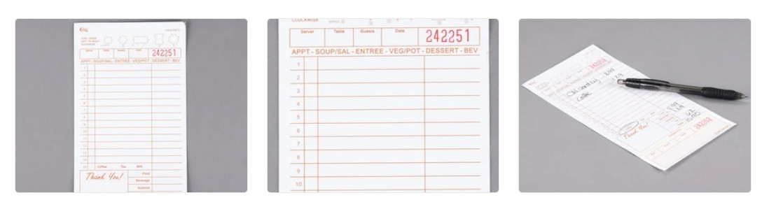 (2000-Pack) 3 Part Carbonless Guest Check Tan/White 4.25″x8.5″ with Receipt Stub