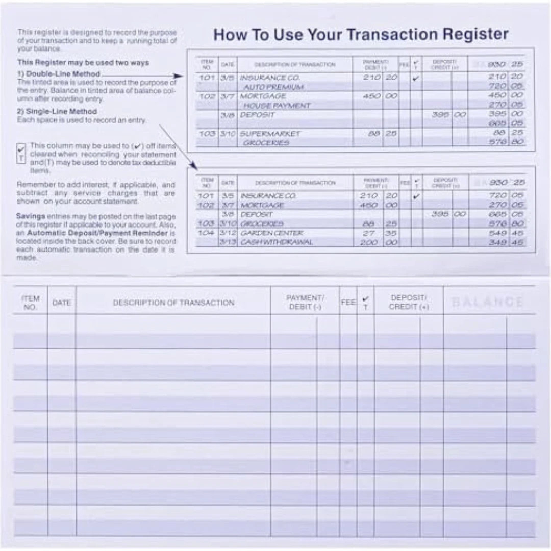24 PCS Check Registers for Personal Checkbook, Easy to Read Checkbook Register