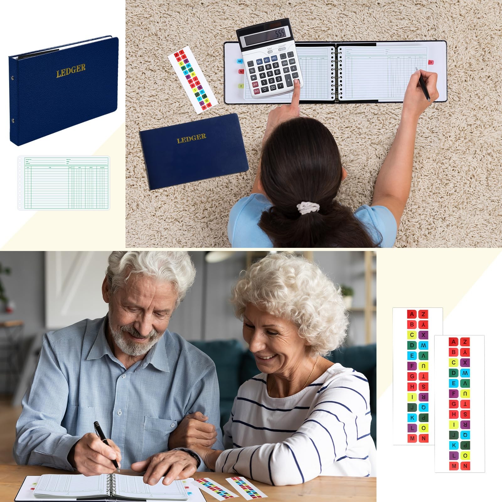 Ring Ledger Binder with 200 Pcs 5″X8.5″ Ledger Sheets Small Index Tabs