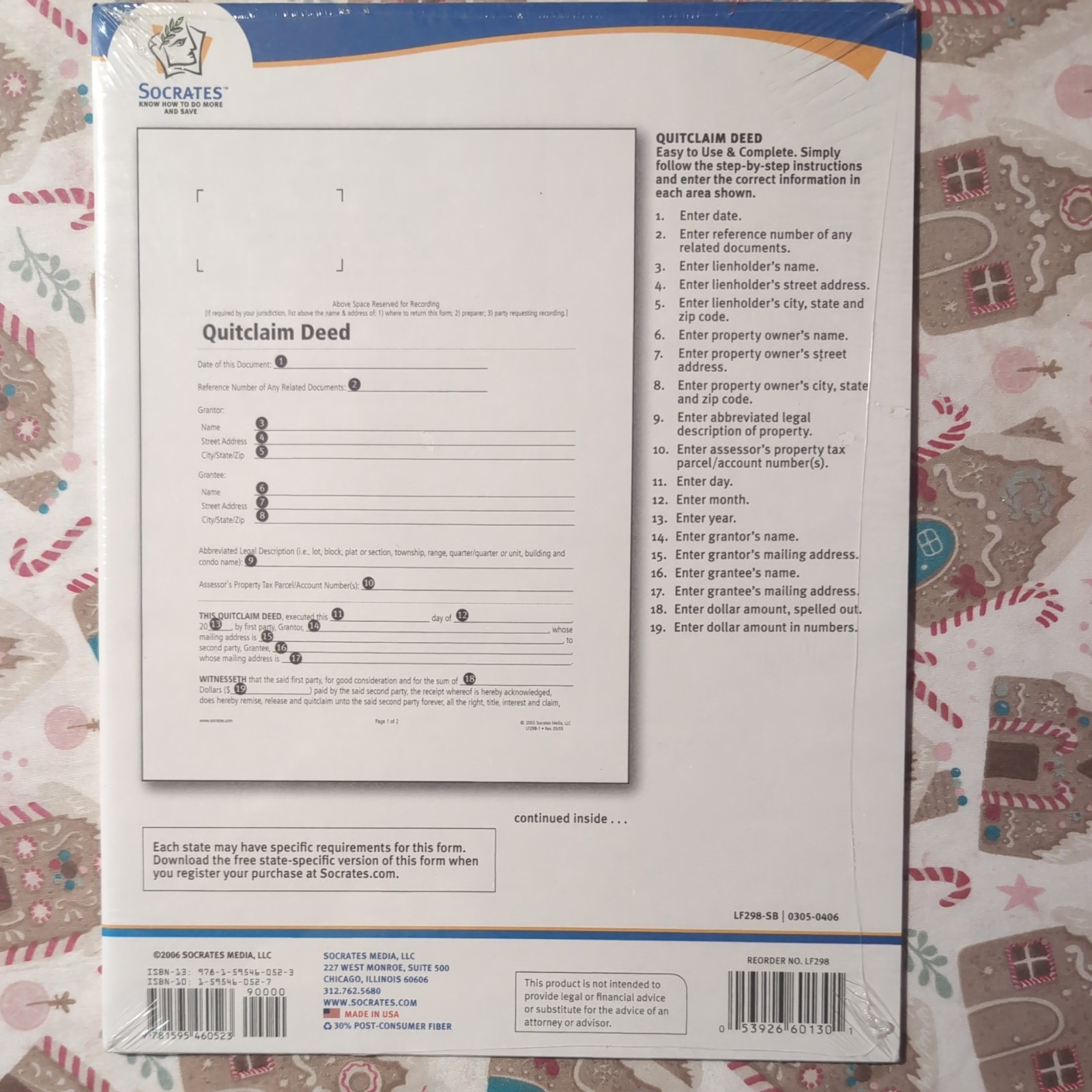 Socrates Quitclaim Deed – 1 Sheet[s] – 11″ X 8.50″ Sheet Size – 1 / Pack (LF298)