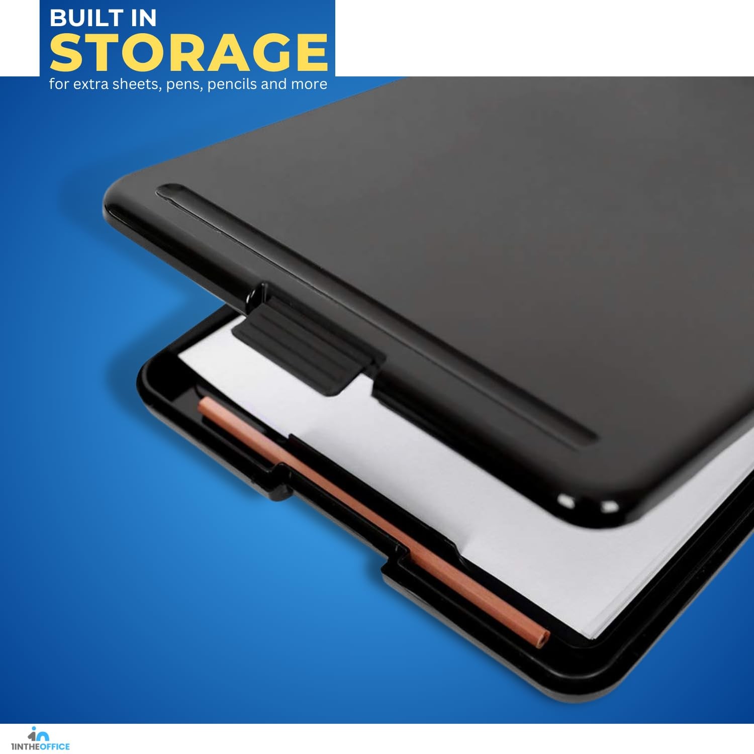 1InTheOffice Plastic Storage Clipboard Letter Size, Black