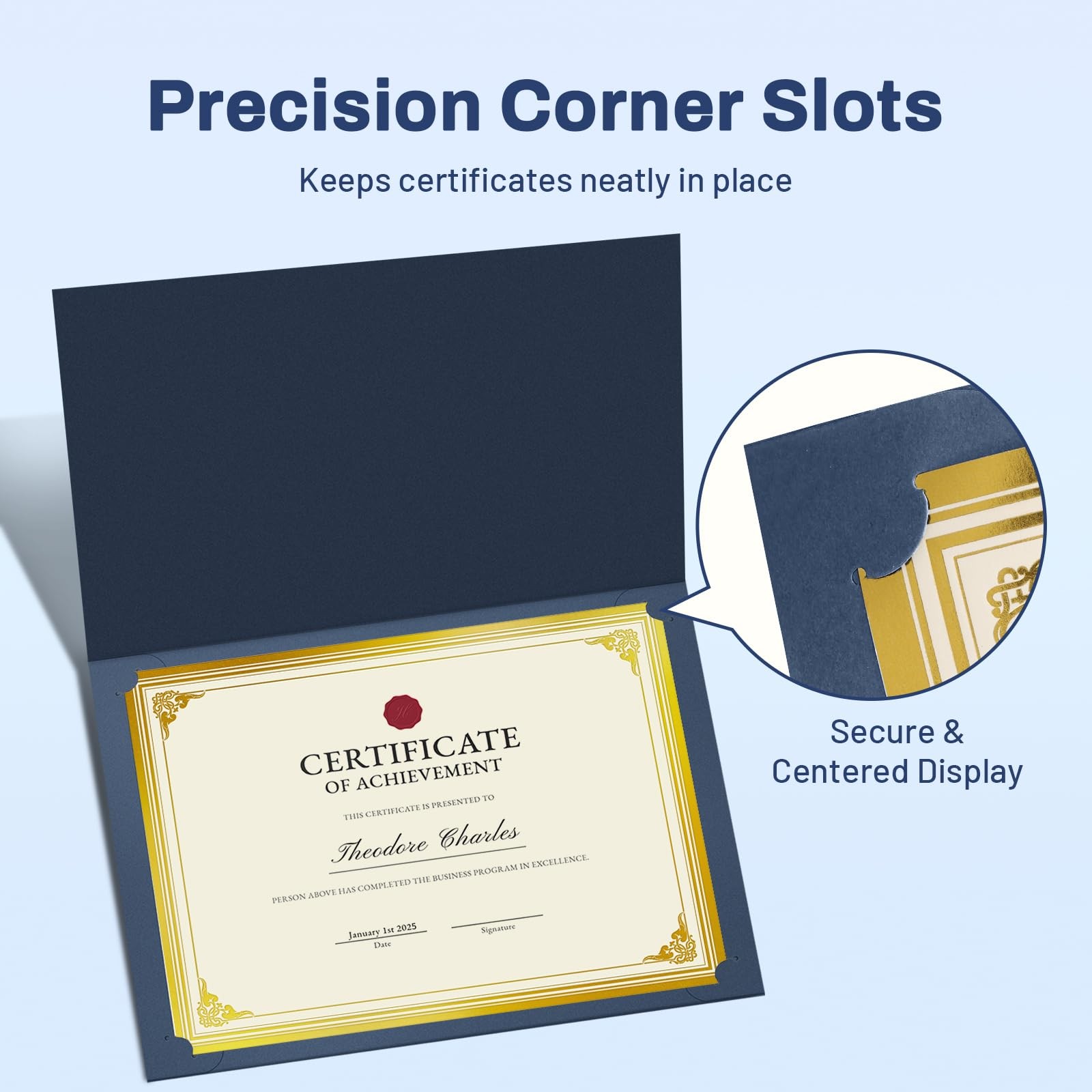 SUNEE Certificate Holders(Blue, 60 Packs, New Pattern), 60 Blue