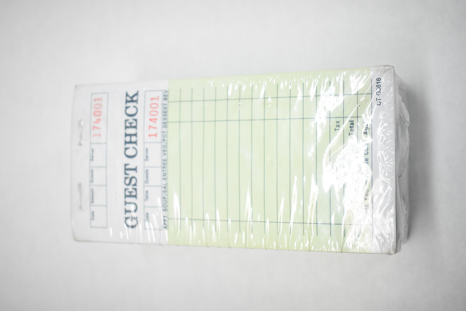 Restaurant Guest Check Receipts Books Lot Of 10 Green Pads 174001 CT-G3616