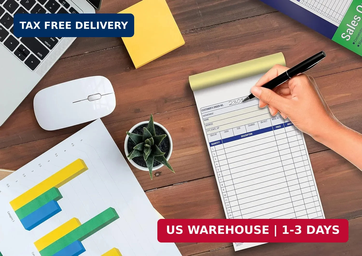 Better Office Products Sales Order Book, 6 Pack Sales Order Book 2 Part Carbonle