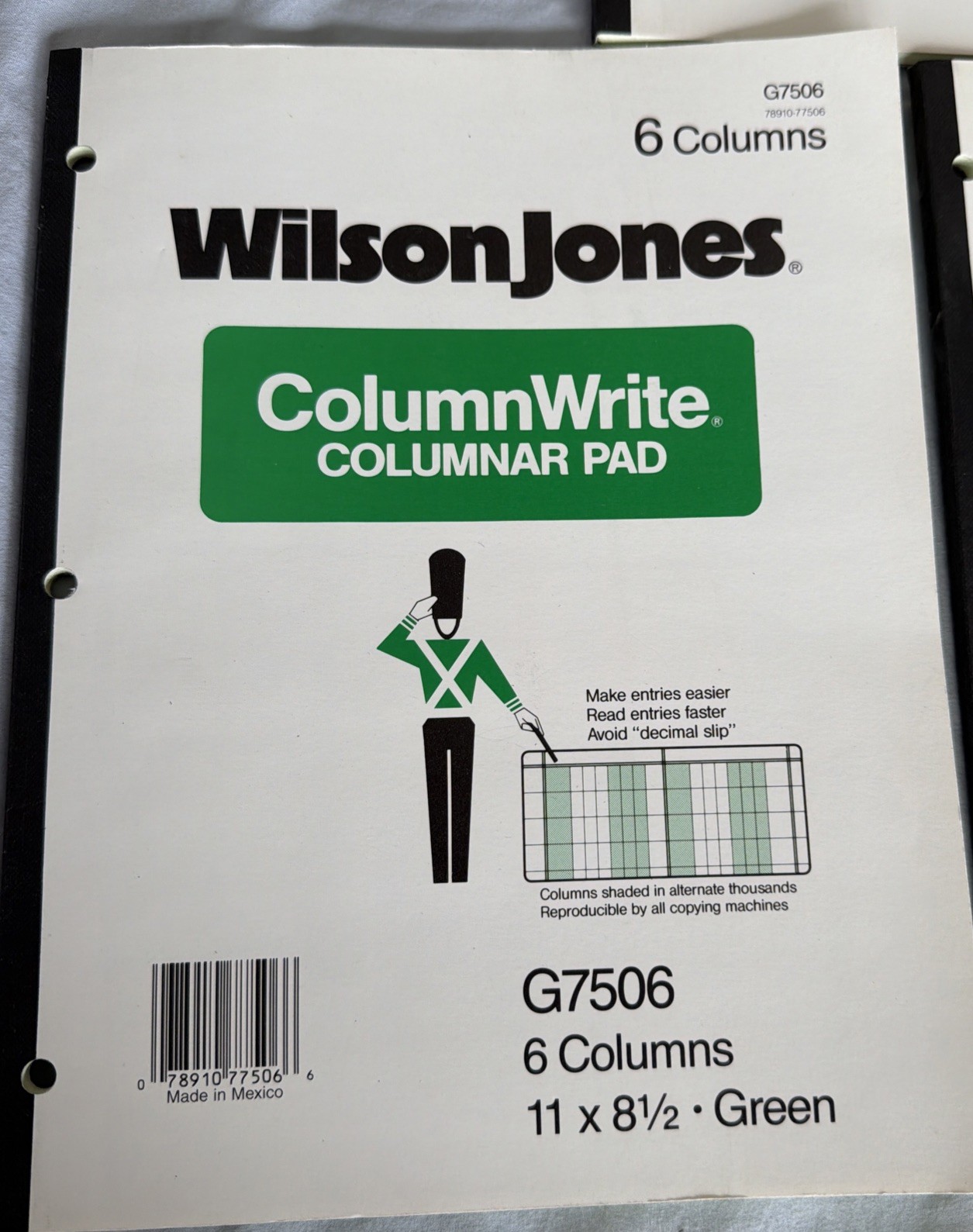 x3 Vtg Wilson Jones 6 Column Write Columnar Pad Green 11 x 8-1/2” G7506 Lot Of 3