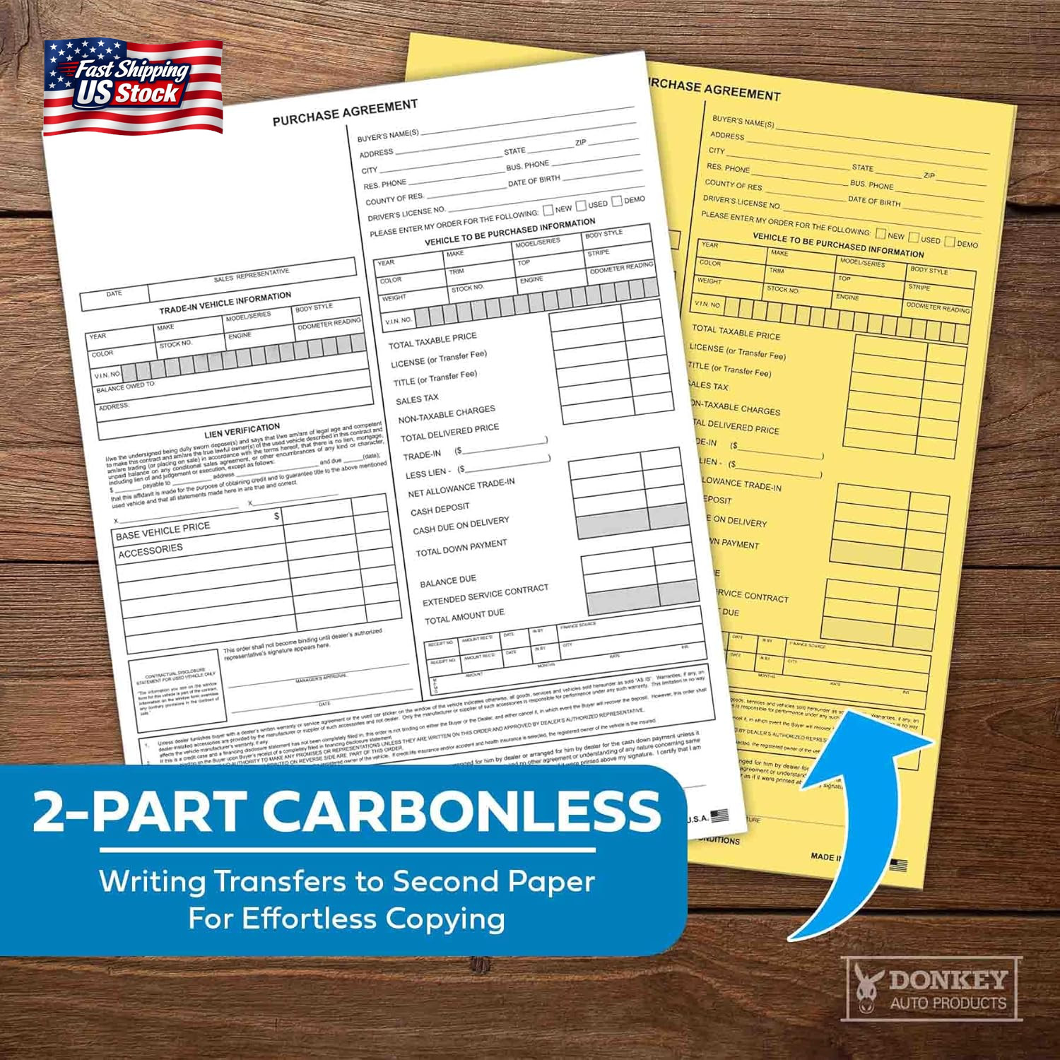 Vehicle Purchase Agreement Forms (2-Part) (100 per Pack)