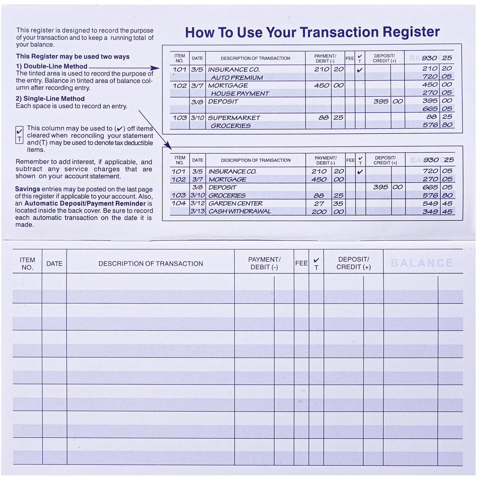 24 Pack Checkbook Registers – Personal Check Register Ledger Easy Read Pages New