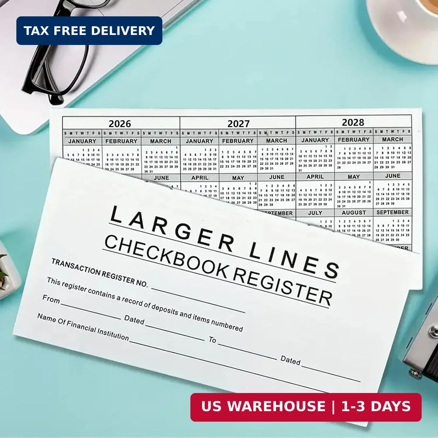 12 Pack Checkbook Register, Check Registers for Personal Checkbook, 6″ × 3″, Bla