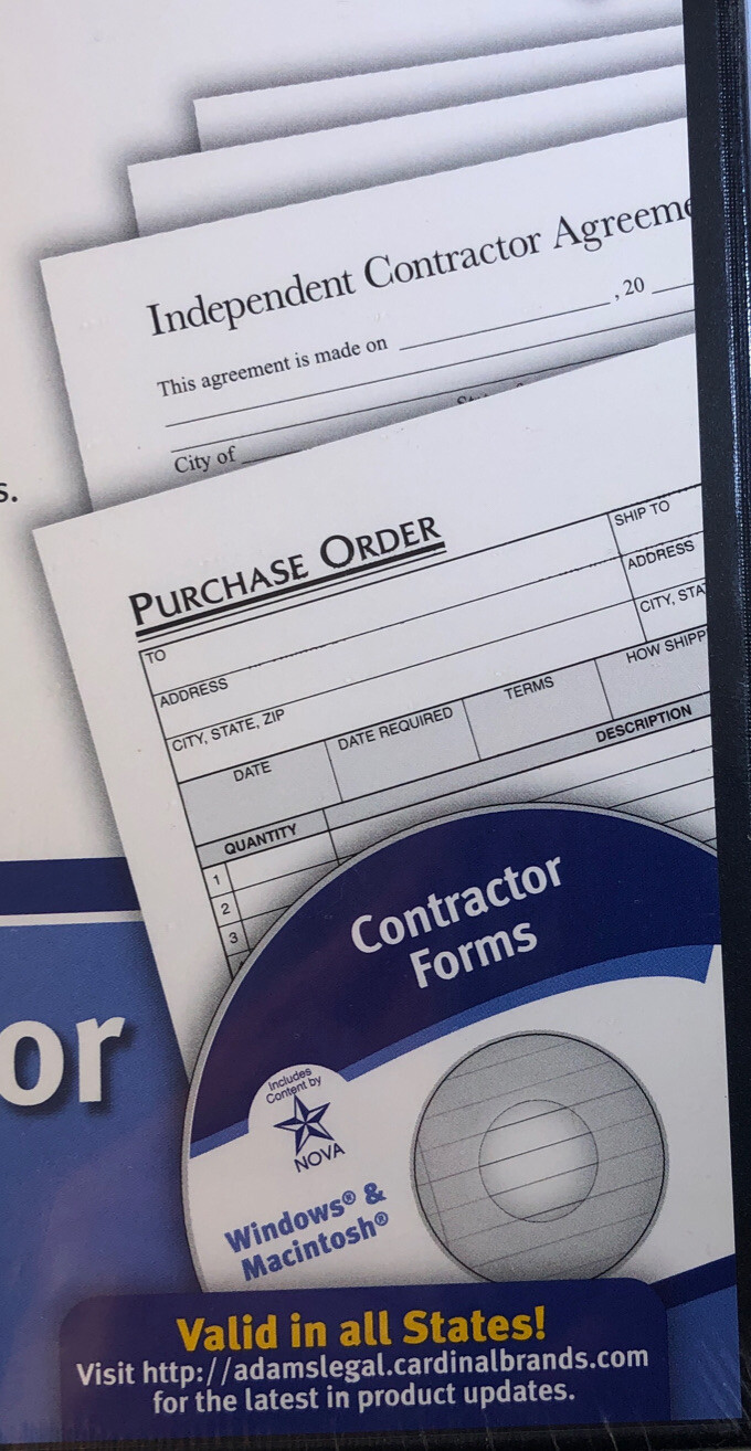 SHIP24H-Adams SS4301 Contractor Forms on CD Windows & Macintosh PDF & Excel-NEW