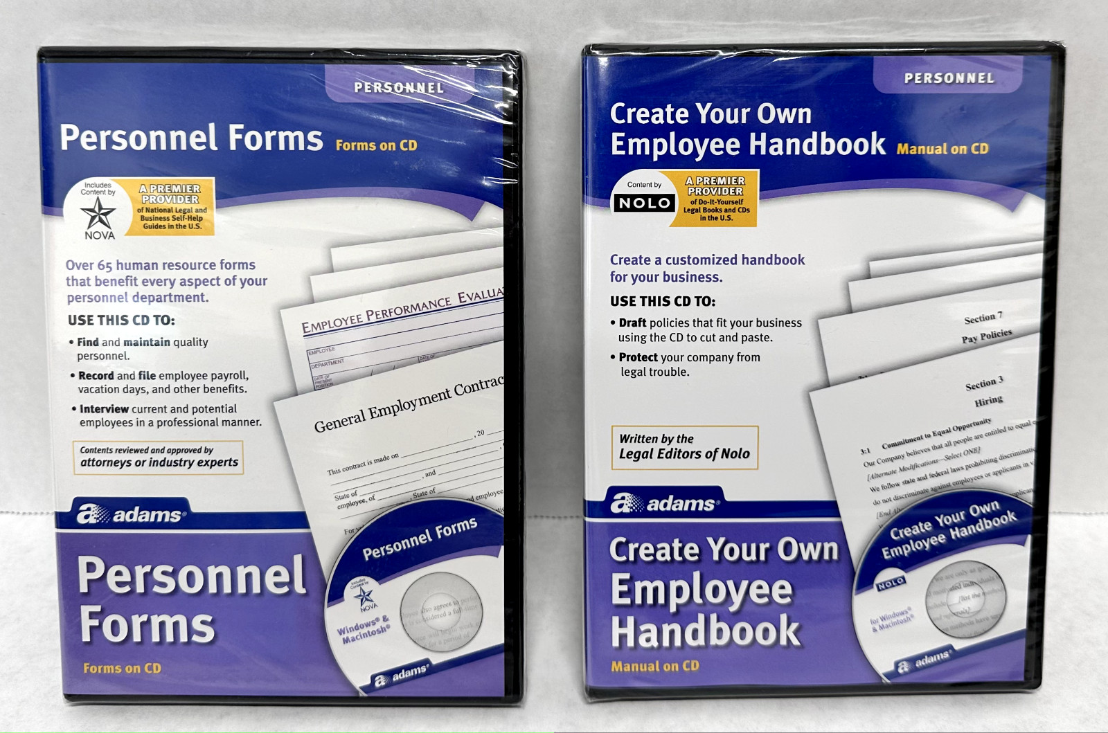 Adams Personnel BUNDLE -New Employee Info, Forms on CD, Create Employee Handbook