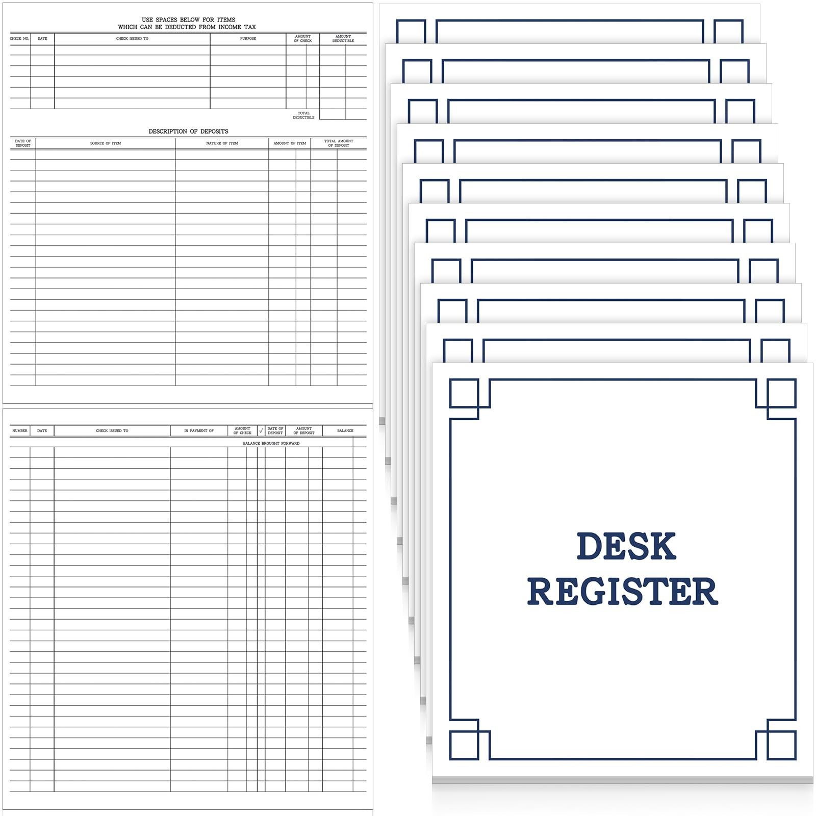 10 Pcs Checkbook Transaction Register – 8.5×9.25 Inch Blank Ledger for Personal