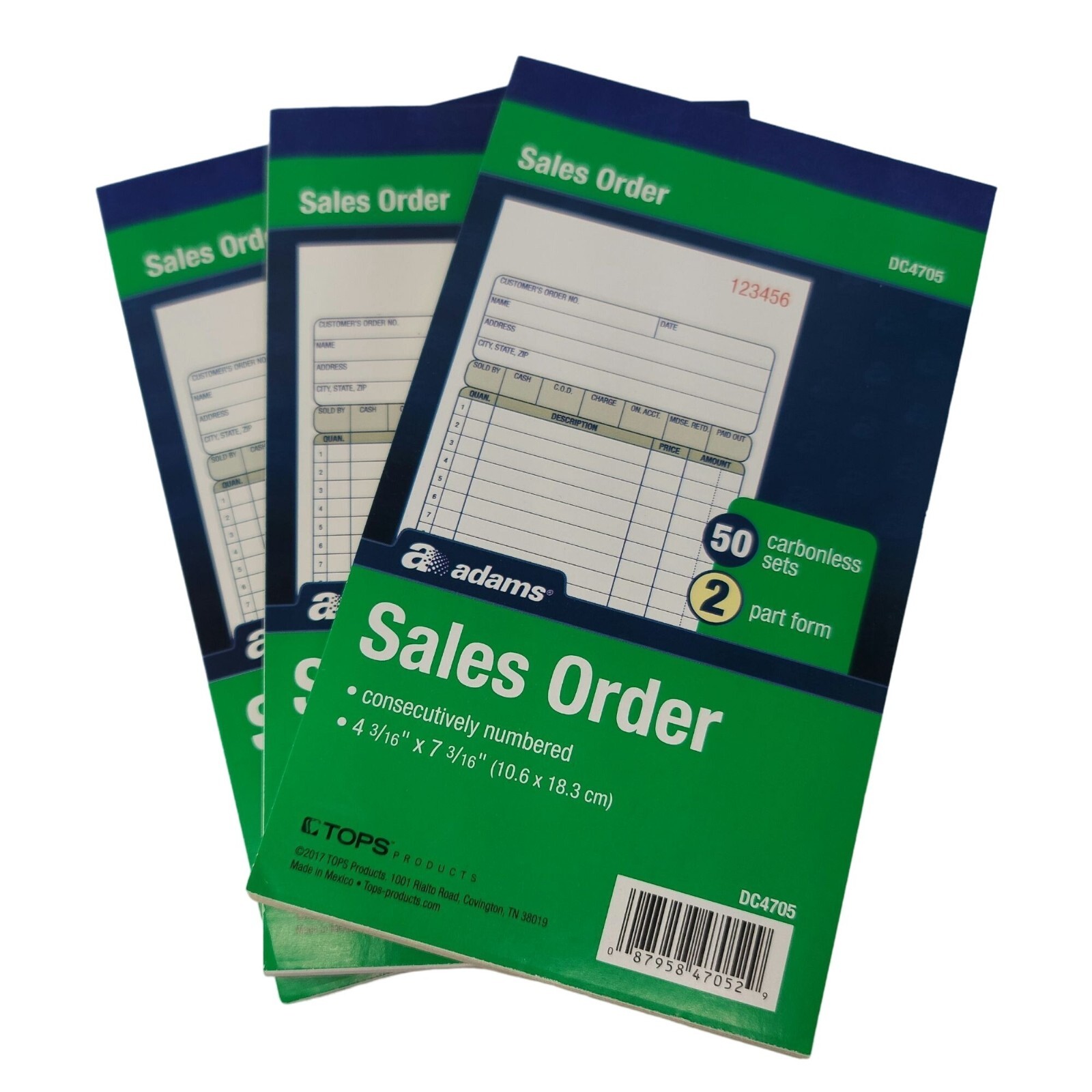 LOT OF 3 Adams Tops Sales Order Book 2 Part Carbonless DC4705 4 3/16″ x 7 3/16″