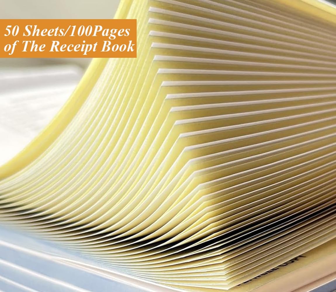 Invoice Receipt Book 2-Part Carbonless 5.5″ x 8.5″ 50 Sheets for Small Business