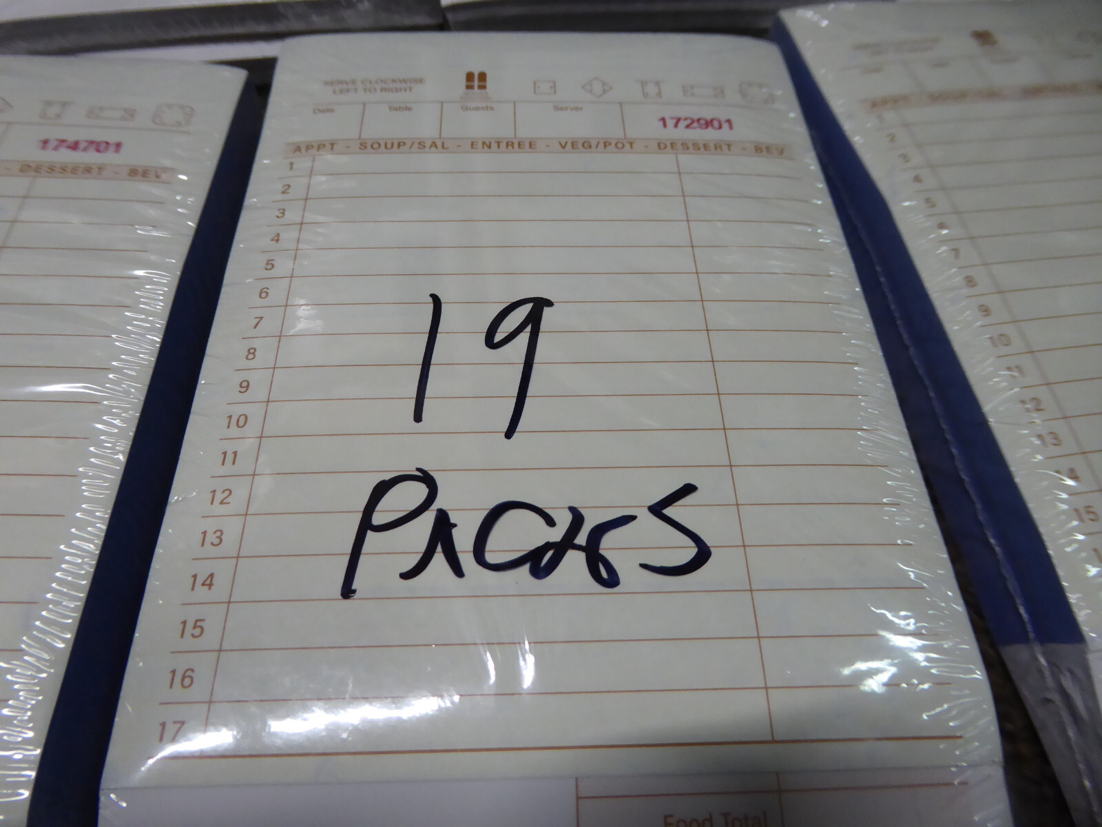 Seajan 19 Packs Guest Check Paper Receipt Book, Carbonless Order Book 17 Lines,
