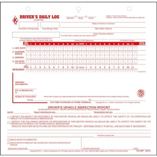 Driver Daily Log Book 5 Pack 155 Forms DVIR Carbonless 8.5 x 8.25 Truck Drivers
