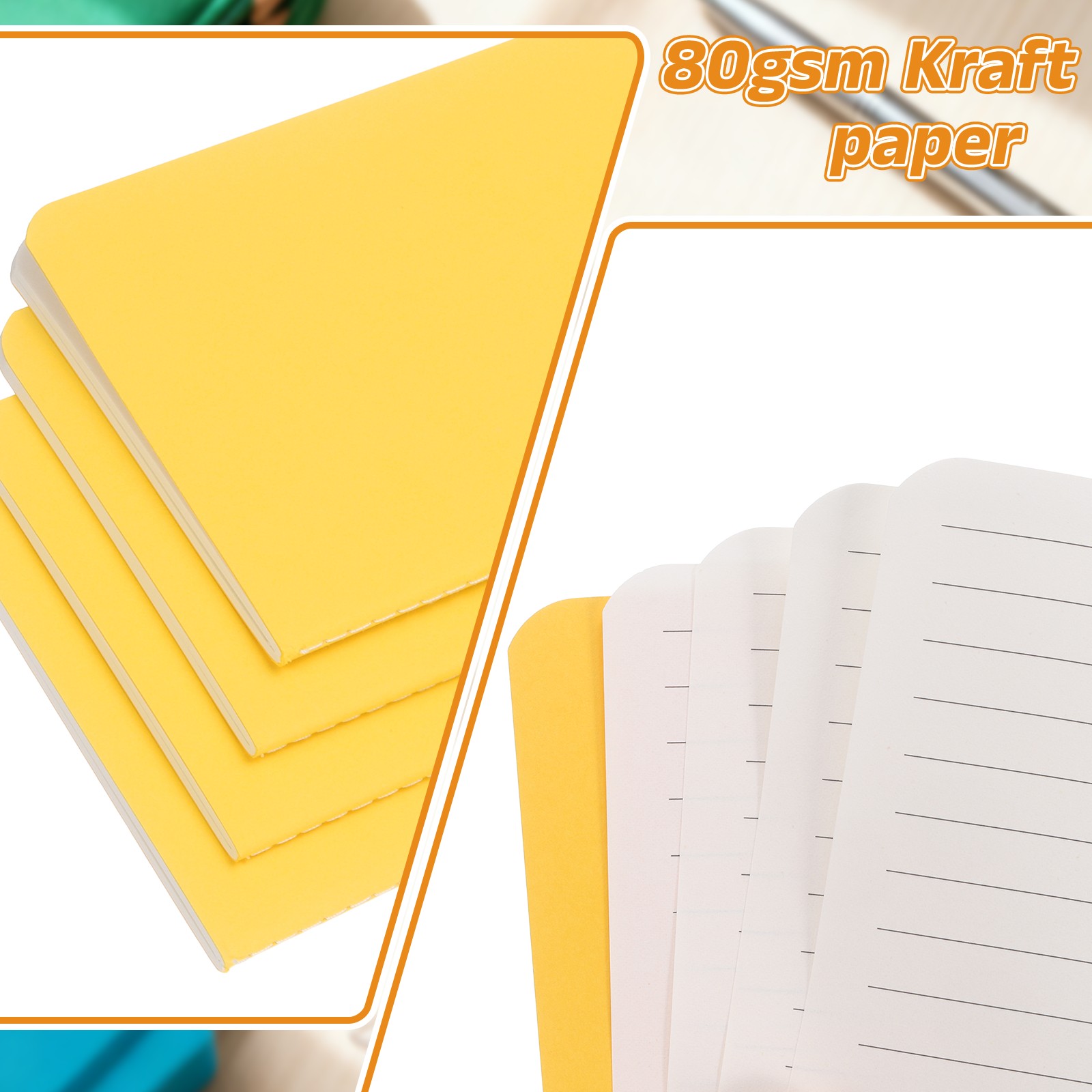 4 Pack A6 Notebook, A6 Journal Mini Notebook Pocket Kraft,Gold