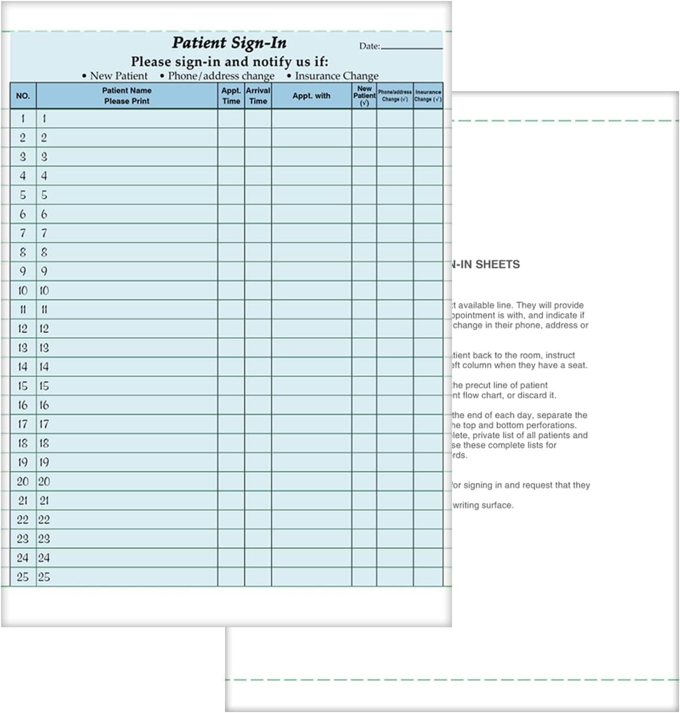 NCR HIPAA Compliant 3-Part Carbonless Medical Sign in Sheets Style 10 Patient