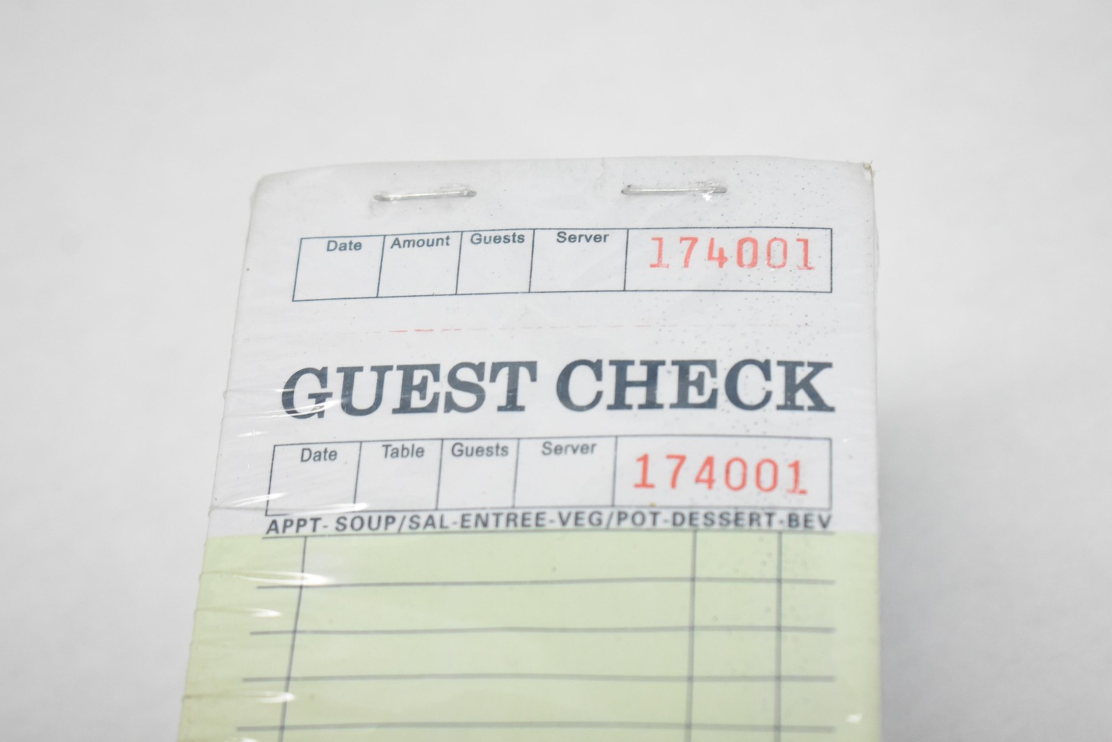 Restaurant Guest Check Receipts Books Lot Of 10 Green Pads 174001 CT-G3616