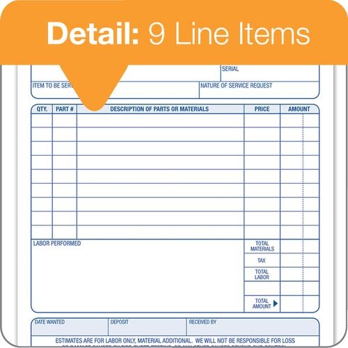 ABFT5868 Job Work Order Book, 3-Part, Carbonless, 33 ST/BK