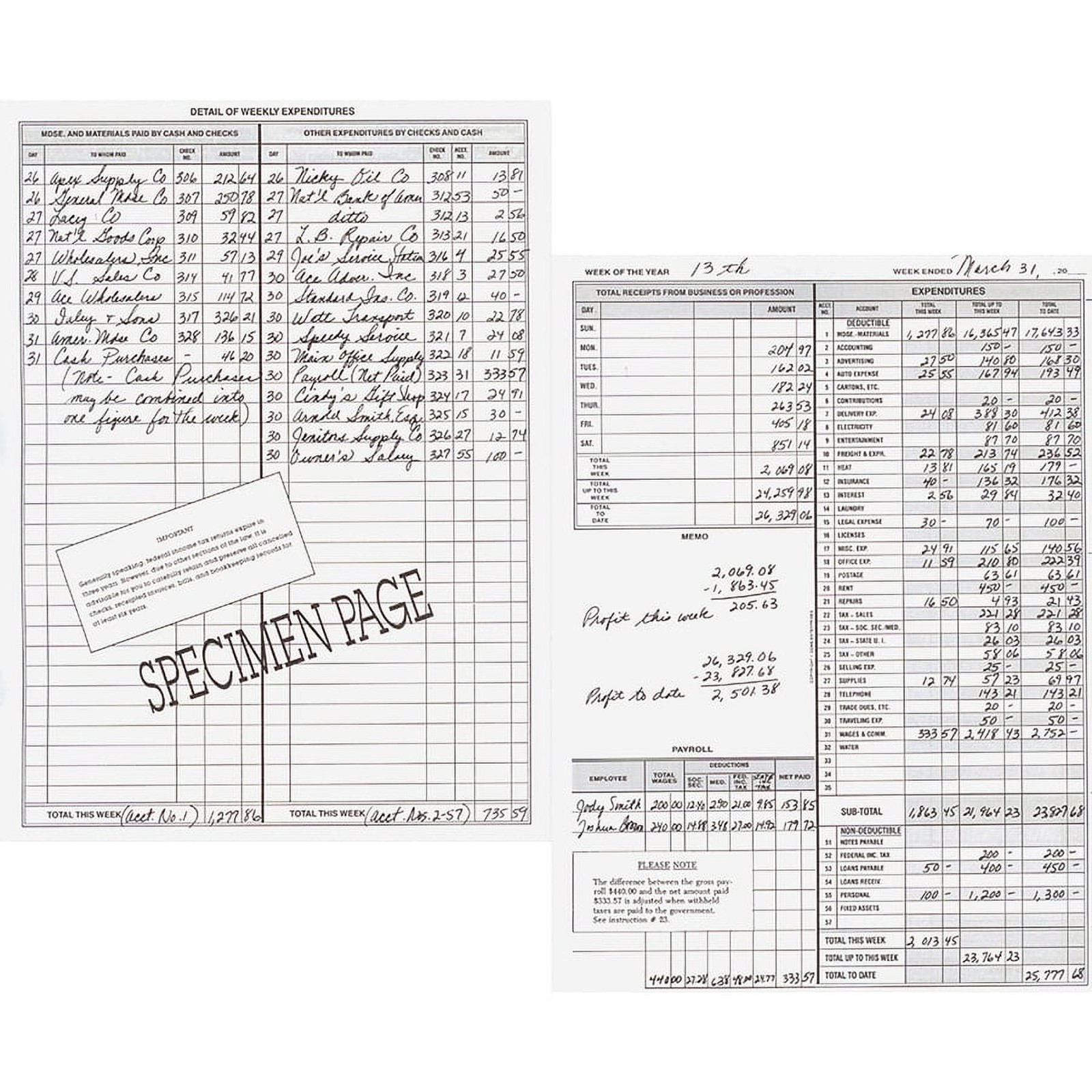 Dome Bookkeeping Record Book – 128 Sheet(s) – Wire Bound – 8.75″ X 11.25″ Sheet