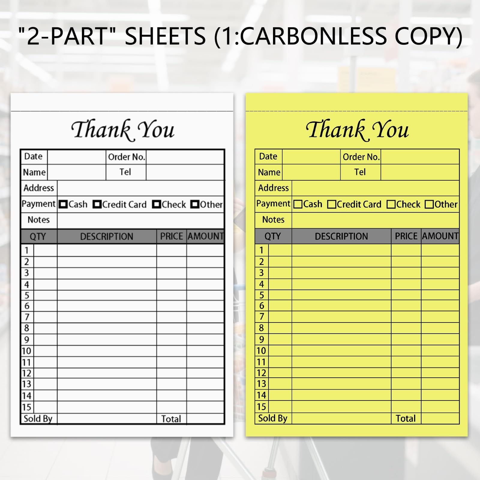 XUEJITECH 250 Sets Thank You Receipt Book with Carbonless 250 (5 Pads)